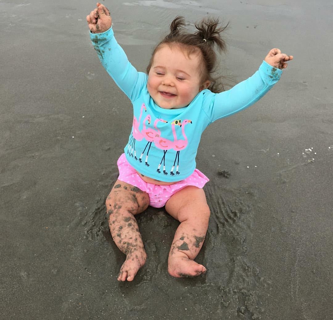 toddler at holden beach in the sand