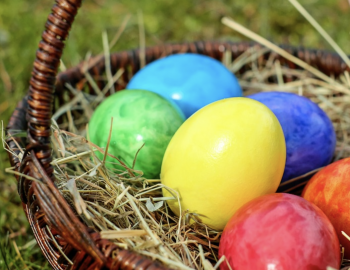 easter eggs in basket