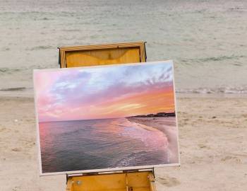 Painting of Holden Beach Sunset on Easel