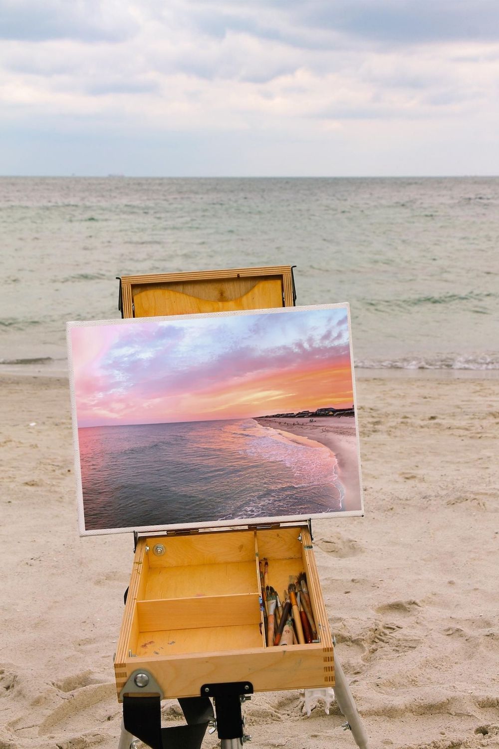 Painting of Holden Beach Sunset on Easel