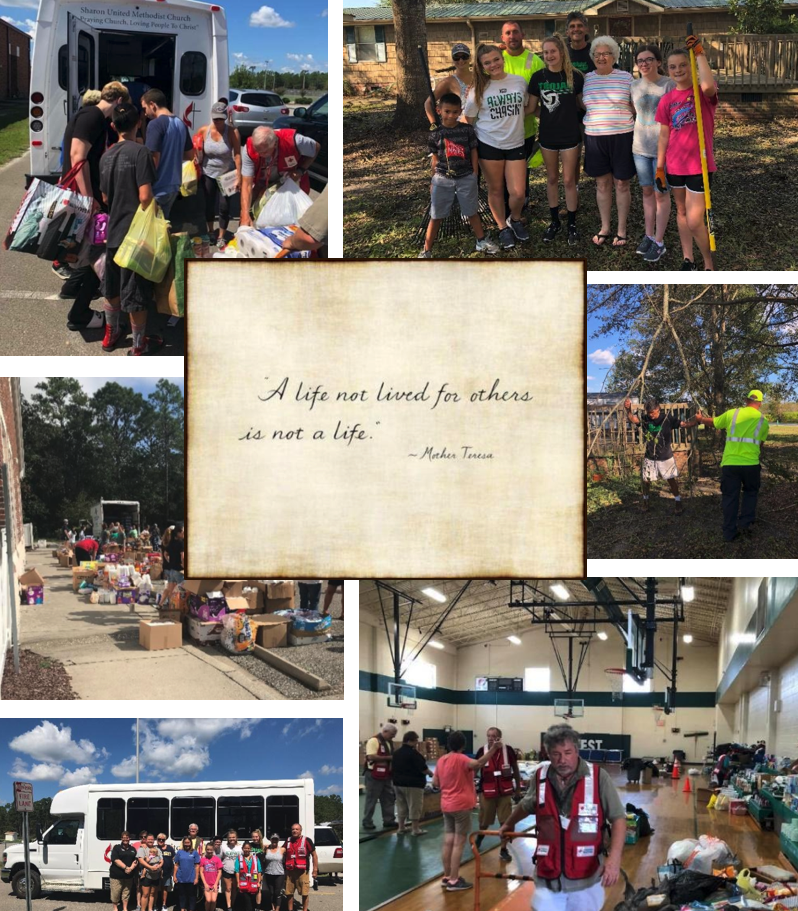 volunteering after hurricane florence collage